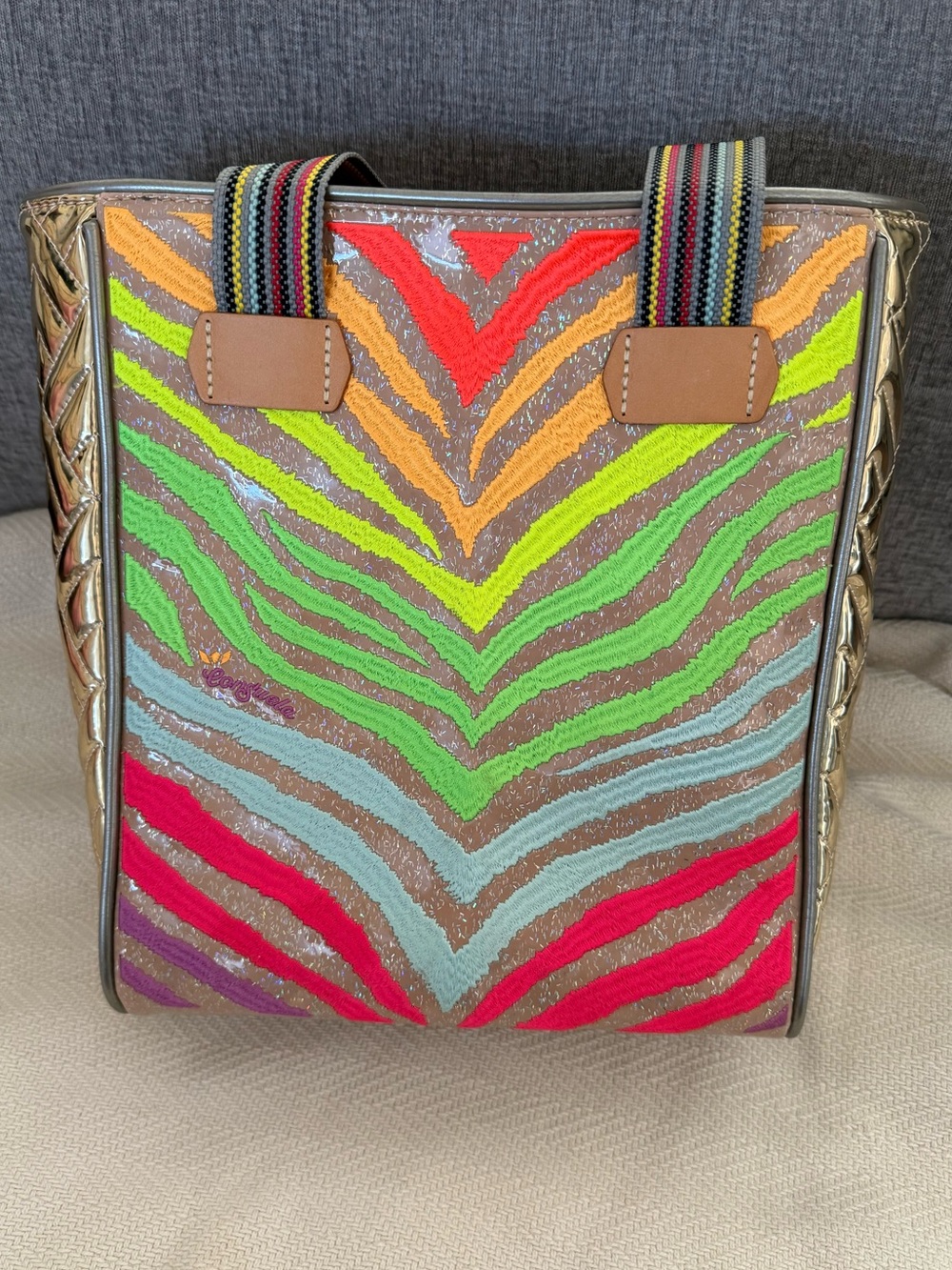 Consuela Multicolor Veronica Zebra chica Tote Bag